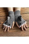 Gants tricotés à la main pour femme - Gris - Taille unique