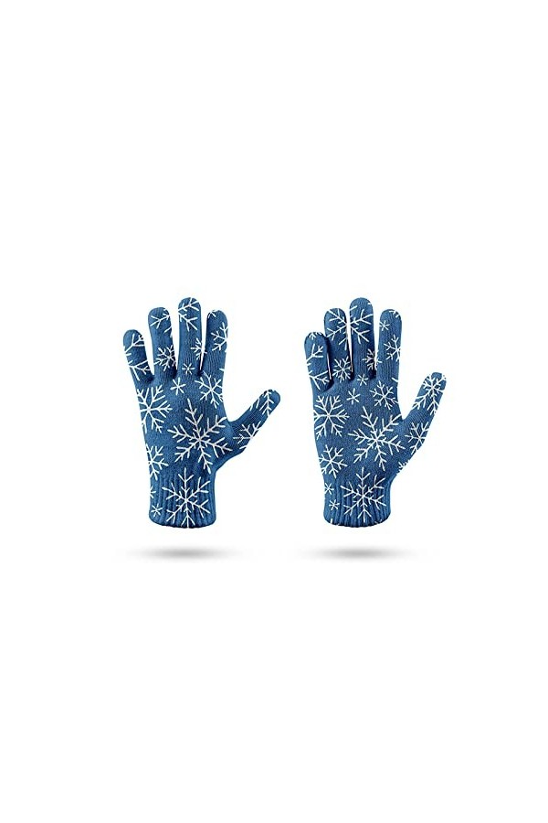 LIUZIXI Gants À Écran Tactile - Hiver Hommes Femmes Casual Antidérapant Coupe-Vent Gants Tricotés Chauds - Flocon De Neige Él