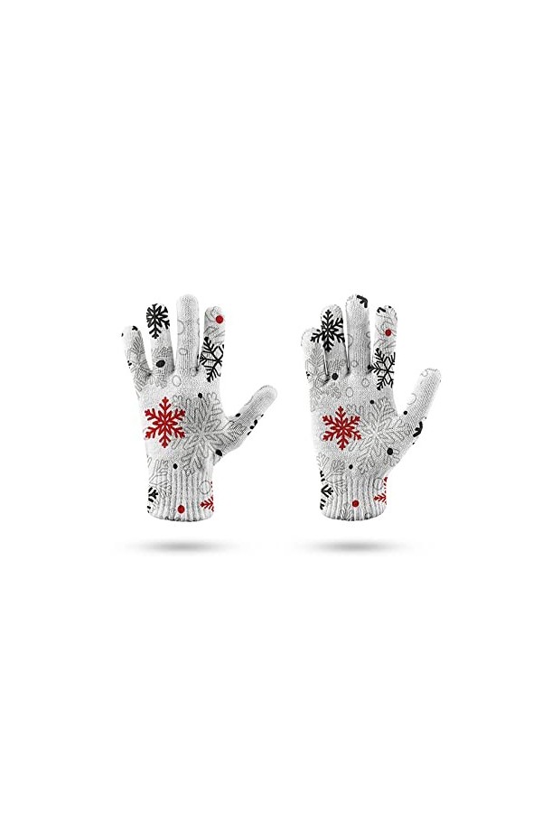 LIUZIXI Gants À Écran Tactile - Hiver Hommes Femmes Casual Antidérapant Coupe-Vent Gants Tricotés Chauds - Flocon De Neige Él