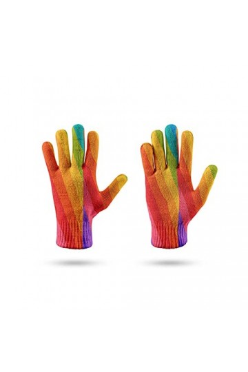 LIUZIXI Gants Thermiques en Tricot - Mitaines Unisexes À Manchette Élastique À Écran Tactile - Rayures Colorées Gants Coupe-V