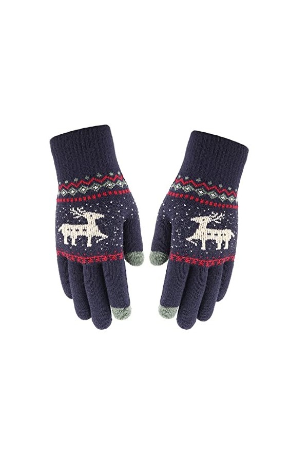 LIUZIXI Gants Tricotés pour Écran Tactile - Mitaines À Poignets Côtelés en Jacquard Épais Et Chauds dhiver - Gants Thermique