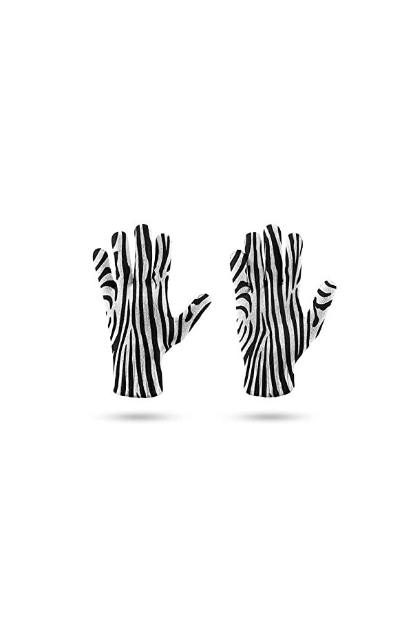 LIUZIXI Gants Tricotés pour Écran Tactile - Hiver Hommes Femmes Course en Plein Air Gants Chauds Coupe-Vent - Noir Blanc Zèbr