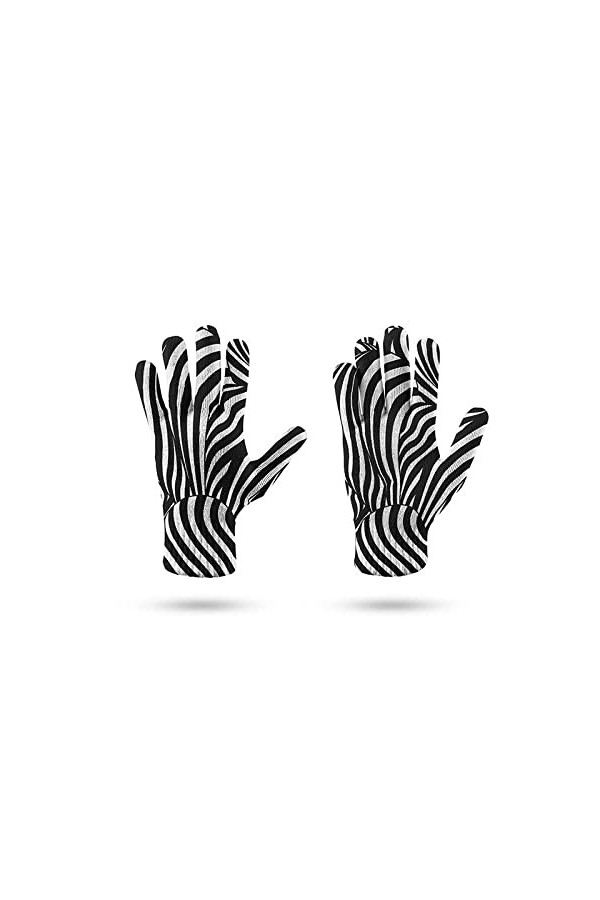 LIUZIXI Gants Tricotés pour Écran Tactile - Hiver Hommes Femmes Course en Plein Air Gants Chauds Coupe-Vent - Noir Blanc Zèbr