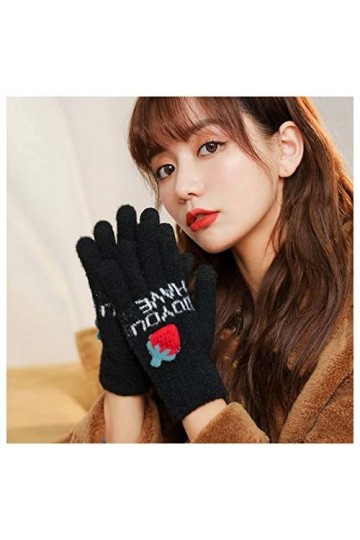 LIUZIXI Gants Tricotés pour Écran Tactile - Femmes Automne Hiver Extérieur Plus Velours Épais Thermique Mitaines - Gants Chau