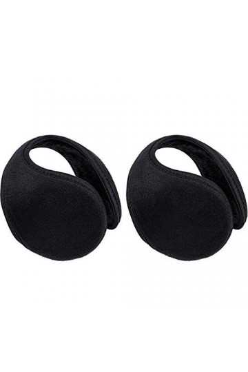 SATINIOR 2 Paquets Chauffe-Oreilles Cache-Oreille Noir en Polaire Accessoire dHiver pour Hommes Femmes,Noir,L
