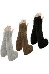 3 Paires Gants de Poignet sans Doigts avec Trou de Pouce Gants sans Doigts pour Femmes Gants sans Doigts Tricoté Chauffe-Poig