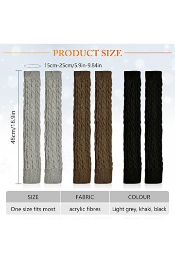 3 Paires Gants de Poignet sans Doigts avec Trou de Pouce Gants sans Doigts pour Femmes Gants sans Doigts Tricoté Chauffe-Poig