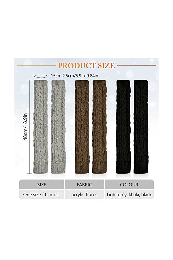 3 Paires Gants de Poignet sans Doigts avec Trou de Pouce Gants sans Doigts pour Femmes Gants sans Doigts Tricoté Chauffe-Poig