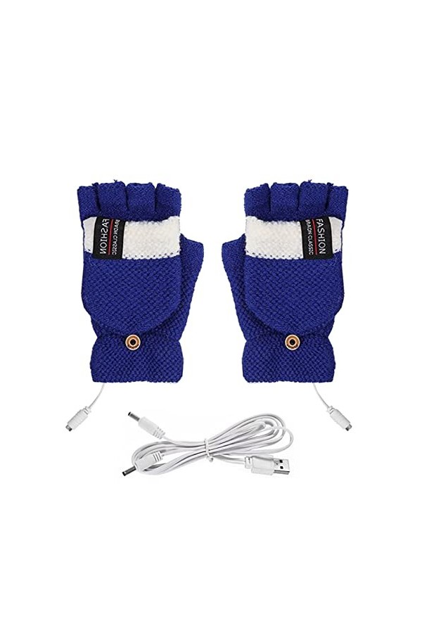 Gants chauffants USB pour homme et femme - Gants chauds dhiver tricotés - Mitaines chauffantes USB, kaki, taille unique
