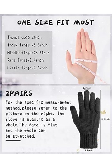 SATINIOR 2 Paires Gants dÉcran Tactile Tricotés Gants Tactiles Chauds Coupe-Vent pour Cyclisme Gris Foncé, Gris Clair 