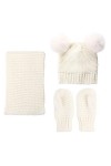 Petyoung Ensemble Écharpe Bonnet Et Moufles pour Tout-Petits Mitaines Bébé Hiver Tricoté Pompon Cache-Cou pour Garçons 0-3 An