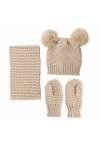 Petyoung Ensemble Écharpe Bonnet Et Moufles pour Tout-Petits Mitaines Bébé Hiver Tricoté Pompon Cache-Cou pour Garçons 0-3 An