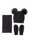 Petyoung Ensemble Écharpe Bonnet Et Moufles pour Tout-Petits Mitaines Bébé Hiver Tricoté Pompon Cache-Cou pour Garçons 0-3 An