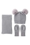 Petyoung Ensemble Écharpe Bonnet Et Moufles pour Tout-Petits Mitaines Bébé Hiver Tricoté Pompon Cache-Cou pour Garçons 0-3 An