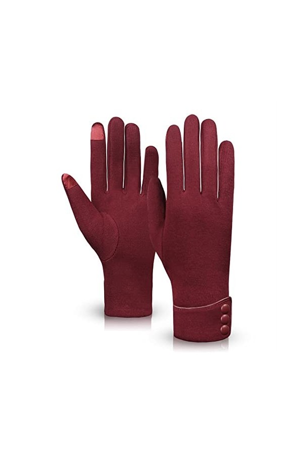 DDMINE Femmes écran Tactile Gants dhiver Automne Gants Chauds Poignet Mitaines Conduite Ski Coupe-Vent Gant Color : Wine Re