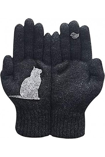Gants chat ventilateur coton gants femmes temps froid gants chauds chat et oiseau imprimer gants femmes hiver mignon chaton g