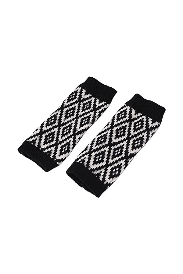 DDMINE Gants sans Doigts Femme Dames Mitaines tricotées Chaudes et Douces à Motif de Losanges Color : Black, Size : One Size