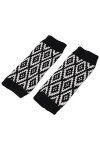 DDMINE Gants sans Doigts Femme Dames Mitaines tricotées Chaudes et Douces à Motif de Losanges Color : Black, Size : One Size
