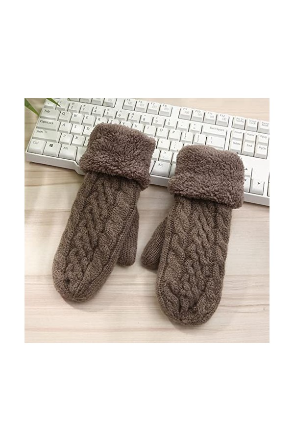 Star.Y Femmes Mode Tricot Twist Fleurs Mitaines Hiver Femelle Laine Plus Cachemire Velours Épaississement Chaud Plein Doigt G