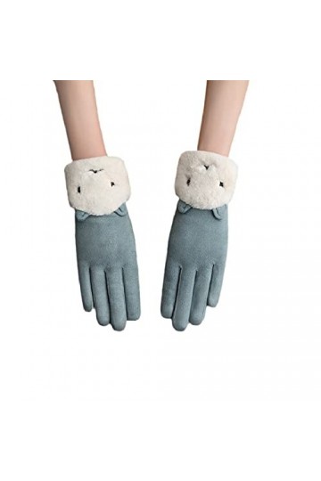 Gants en Daim pour Femmes, Gants Chauds de Poignet en Peluche de Lapin de Dessin Animé Mignon pour lhiver, Gants décran Tac