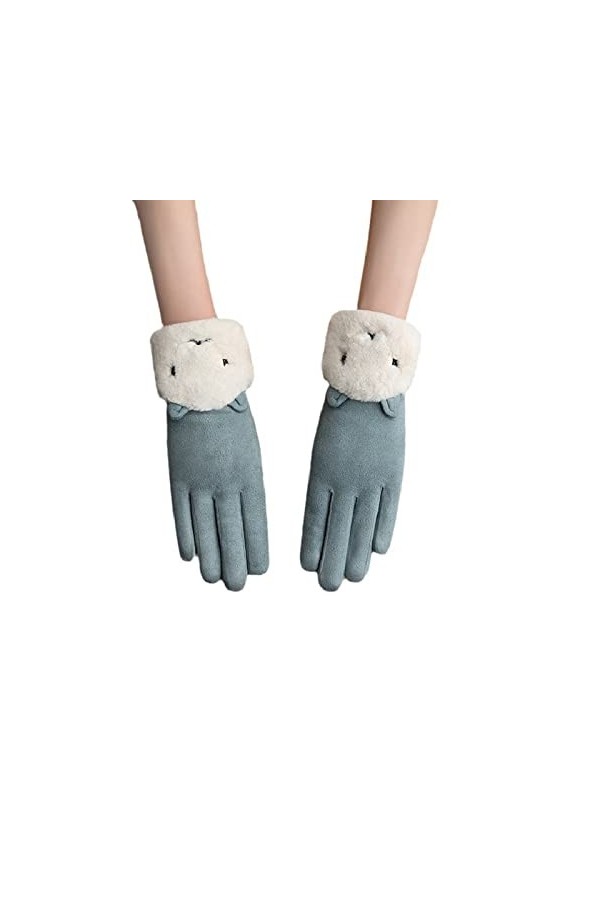 Gants en Daim pour Femmes, Gants Chauds de Poignet en Peluche de Lapin de Dessin Animé Mignon pour lhiver, Gants décran Tac