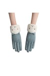 Gants en Daim pour Femmes, Gants Chauds de Poignet en Peluche de Lapin de Dessin Animé Mignon pour lhiver, Gants décran Tac