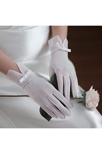 Harilla Gants de Mariage de mariée, Femmes Gants Filles Gants Courts Mariage Gants de Danse élégants pour soirée, opéra, Banq