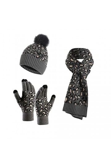 Bonnets Femmes Hiver Doublure Molleton Doux Bonnet Tricoté Chaud Cache-Cou Extensible Gants pour en Plein Air Et Quotidien,Co