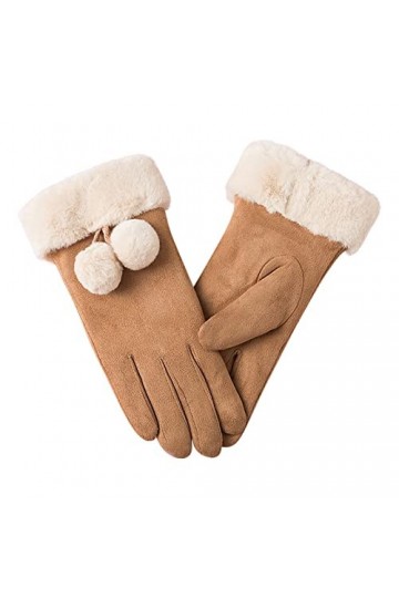 Keepwin Gants chauds pour femme - Pour lextérieur, léquitation, la conduite - Nœud mignon - En polaire - Antidérapants, kak
