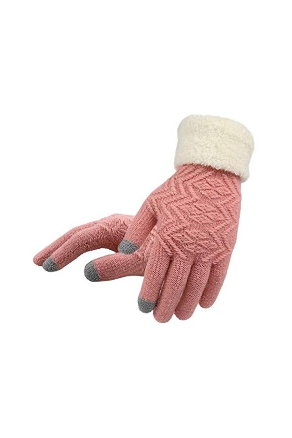 ZNQPLF Écran Tactile Hivernal Gants Tricotés Femmes Gants en Tricot De Mitaines Femelles Épaisses Peluche Poignet Gant De Con