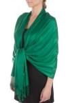 Sakkas 198cm x 71cm Touché soyeux Couleur Unie Type Pashmina Châle/Echarpe/Etole - vert émeraude