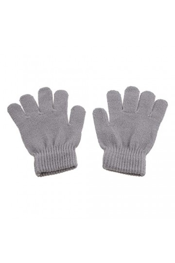 Haveratio 6 Paires Enfants Tricoté Doigt Complet Gants Néon Solide Couleur Chaud Mitaines Gris