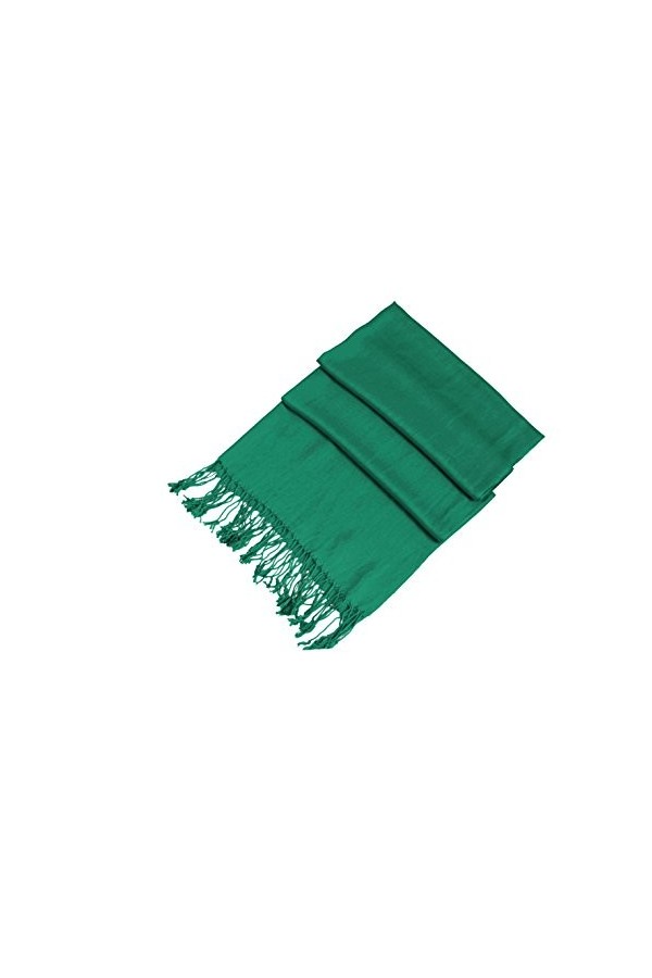 Sakkas 198cm x 71cm Touché soyeux Couleur Unie Type Pashmina Châle/Echarpe/Etole - vert émeraude
