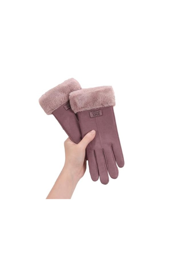 SMED Gants pour femmes, daim et velours, épaissis, résistants au chaud et au froid, conduite et équitation, écran tactile, ga
