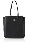 Tommy Hilfiger Cabas Femme Sac TH Emblem Work Tote Fermeture Éclair, Noir Black , Taille Unique