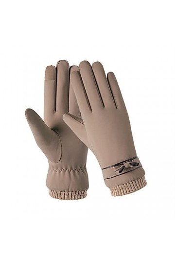 DDMINE Mode Hiver Femmes Gants Coupe-Vent Interne en Peluche Chaud Dame Mitaines écran Tactile Cuir PU respectueux de la Peau