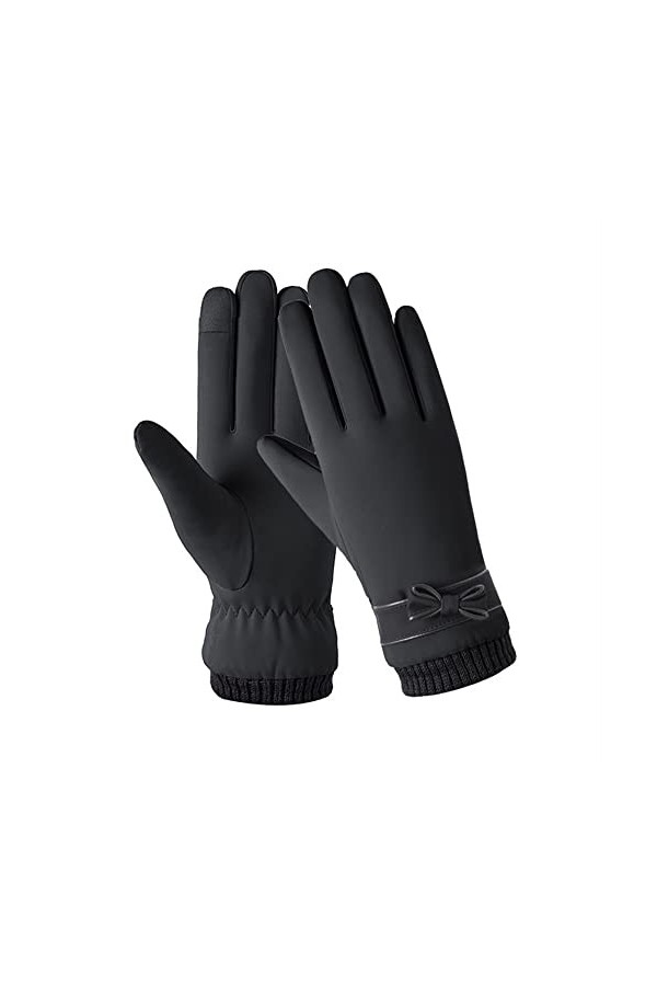 DDMINE Mode Hiver Femmes Gants Coupe-Vent Interne en Peluche Chaud Dame Mitaines écran Tactile Cuir PU respectueux de la Peau