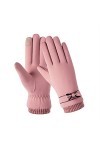 DDMINE Mode Hiver Femmes Gants Coupe-Vent Interne en Peluche Chaud Dame Mitaines écran Tactile Cuir PU respectueux de la Peau