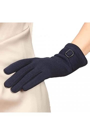 GHCXY Moufles dhiver unisexes pour femme - Doux au toucher - Chaudes - Simple et glamour - Couleurs unies - Bleu - Taille L