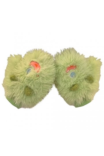 OuB142 Gants dhiver épais en laine tricotée pour femme Motif grenouille, Vert, taille unique