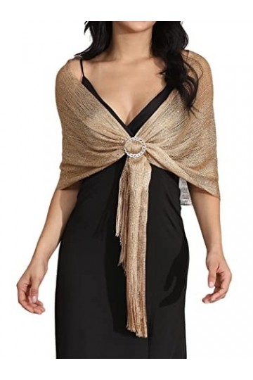 Atigy Evening Shawls and Wraps Sparkling Metallic Wedding Scarf for Dress Party Wrap Stole Shawl for Women Or 