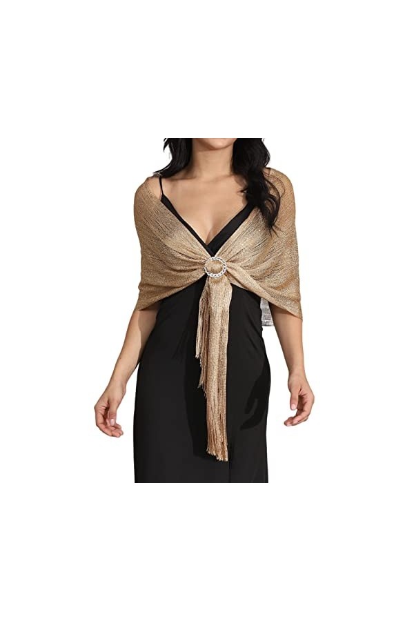 Atigy Evening Shawls and Wraps Sparkling Metallic Wedding Scarf for Dress Party Wrap Stole Shawl for Women Or 