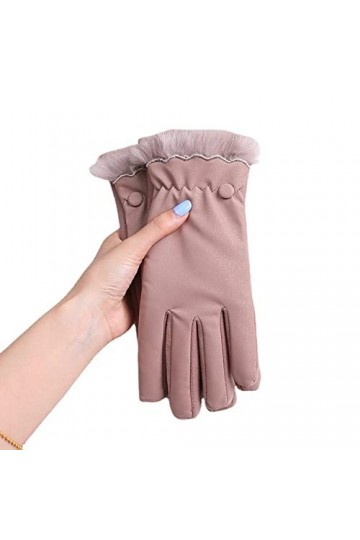 Liyinco Gants dhiver pour Femmes, Gants à écran Tactile à la Mode avec Bouche pelucheuse, Sports de Plein air, Cyclisme, Ski