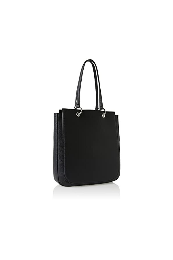 Tommy Hilfiger Cabas Femme Sac TH Emblem Work Tote Fermeture Éclair, Noir Black , Taille Unique