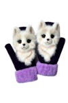 Sweetwu Gants dhiver en tricot pour femme et homme Motif animal 3D Doublure en peluche épaisse Coupe-vent Thermique Chaud Mi