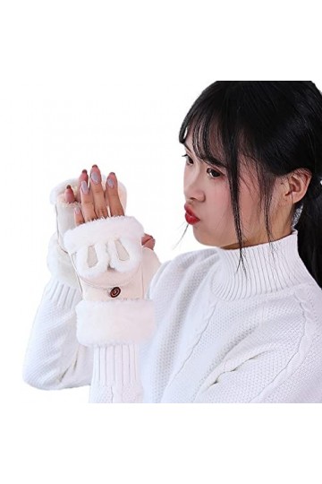 Gants thermiques pour femme - Gants chauds en daim - Poignets élastiques - Gants dhiver doublés - Mitaines, beige, taille un