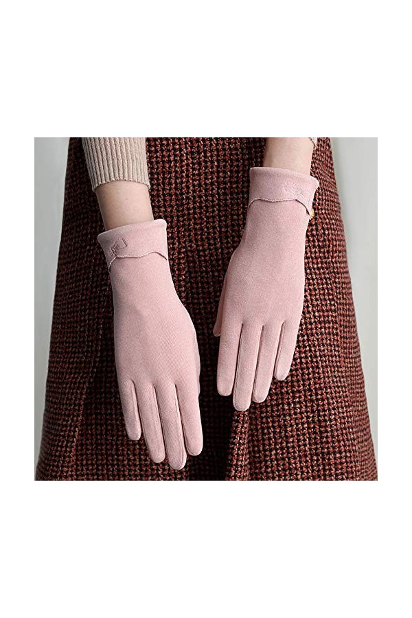 LUOXUEFEI Gants Automne Hiver Gants pour Femmes Chaud Broderie Écran Tactile Gants Dames Conduisant des Mitaines Minces