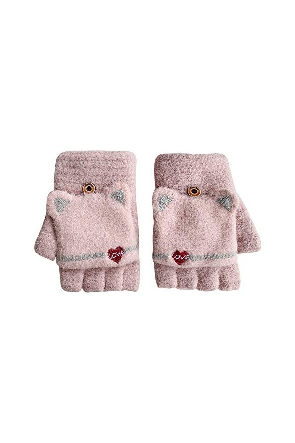 Gants sans Doigts pour Femmes,Hiver Créatif Gants Thermiques Tricotés pour Fille Gants sans Doigts Écran Tactile Gants Demi-D