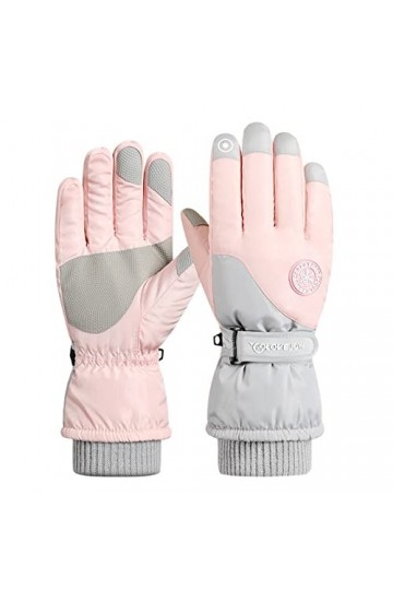 Kobilee Gants dhiver pour homme et femme, doublés en laine polaire, imperméable, chaud, écran tactile, vélo, travail, ski, s