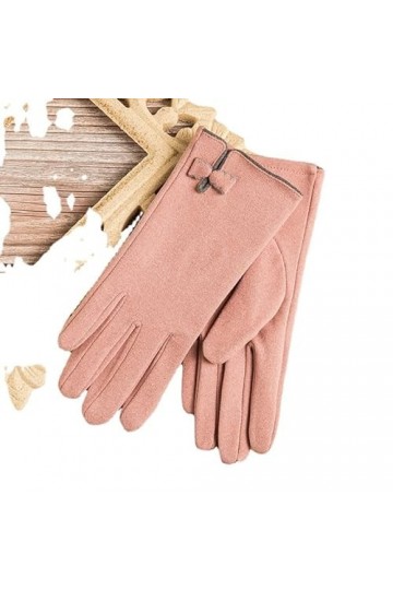 YARKIM Gants dhiver chauds en cuir léger pour femme, rose pâle, taille unique